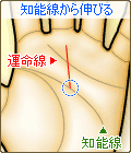 運命線が知能線から伸びる
