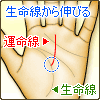 運命線が生命線から伸びる