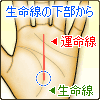生命線の下部から伸びる