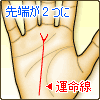 運命線の先端が2つに分れる