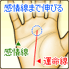 感情線まで伸びる