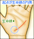 起点が生命線の内側から始まる