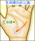 生命線の近くに島がある