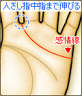人さし指と中指まで伸びる