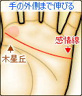 感情線が手のひらの外側まで伸びる