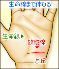 放縦線が生命線まで伸びる